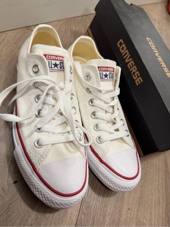 Converse Shoes - Converse Chuck Taylor All Star Low Top Sneakers - White with Red Trim